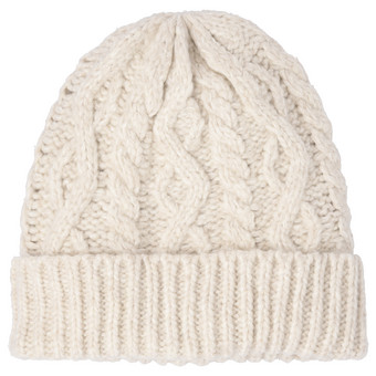 Damen Strickmütze mit Zopfmuster