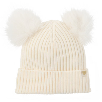 Gebreide muts voor meisjes met twee pompons