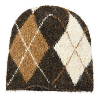 Damen Winterbeanie mit Rautenmuster
