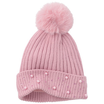 Mädchen Strickmütze mit Pompon