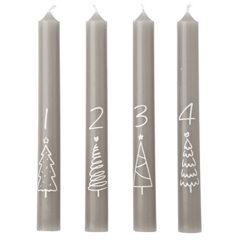 4 Stabkerzen im weihnachtlichen Design