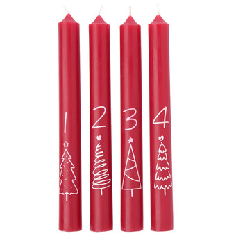 4 Stabkerzen im weihnachtlichen Design