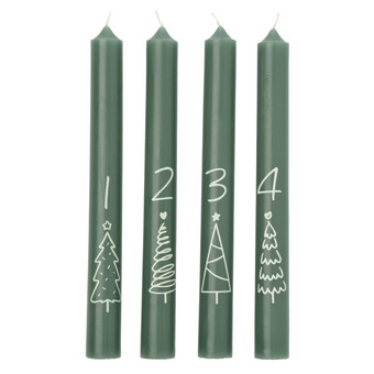 4 Stabkerzen im weihnachtlichen Design