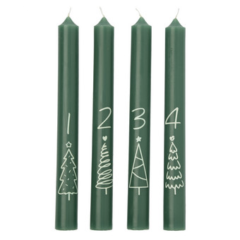 4 Stabkerzen im weihnachtlichen Design