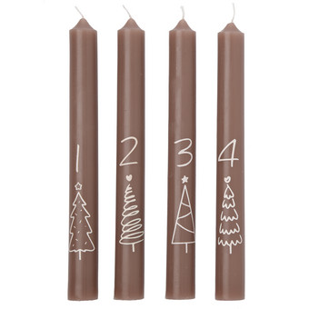 4 Stabkerzen im weihnachtlichen Design
