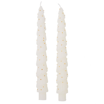 2 Tannenbaum-Stabkerzen mit Glitzer