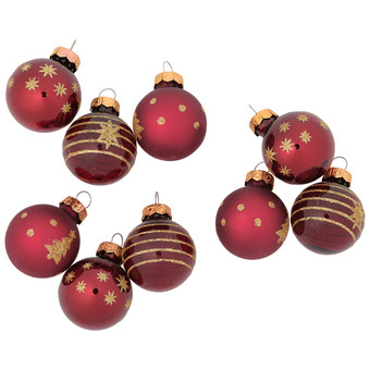 9 kleine Weihnachtskugeln mit Glitzer