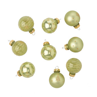 9 kleine Weihnachtskugeln mit Glitzer