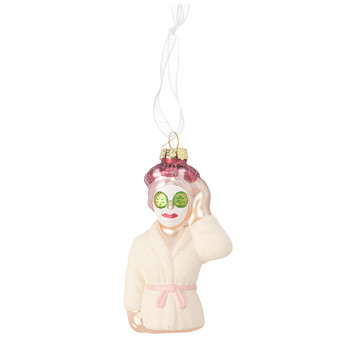 Baumschmuck Frau mit Gurkenmaske