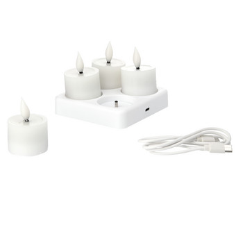 4 LED Wachsteelichter aufladbar