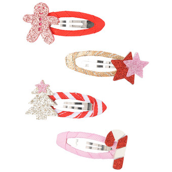 4 Haarspangen im weihnachtlichen Design