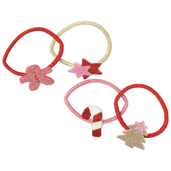 4 Haargummis im weihnachtlichen Design