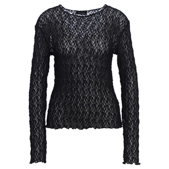 Damen Spitzenshirt mit Wellensaum
