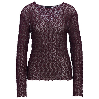 Damen Spitzenshirt mit Wellensaum