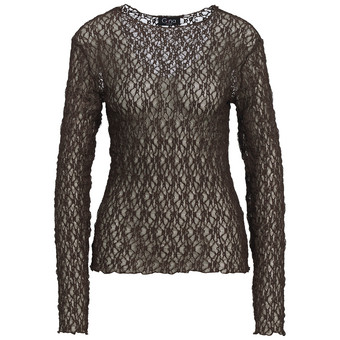 Damen Spitzenshirt mit Wellensaum
