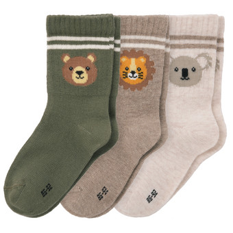 3 paar babysokjes met dierenmotieven